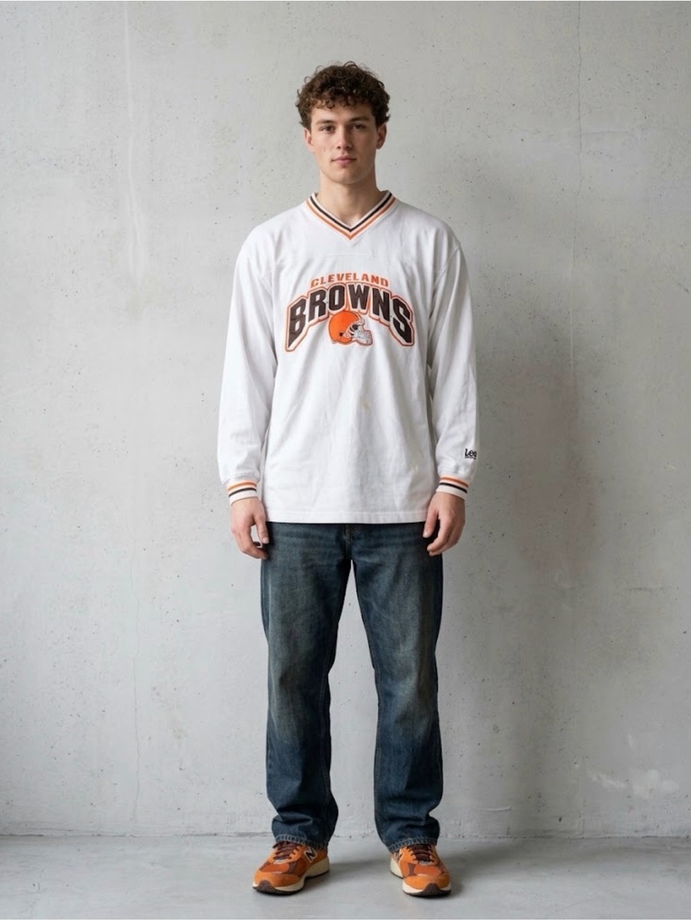 & Other Stories White Cleveland Browns Long-Sleeve V-Neck Jersey
